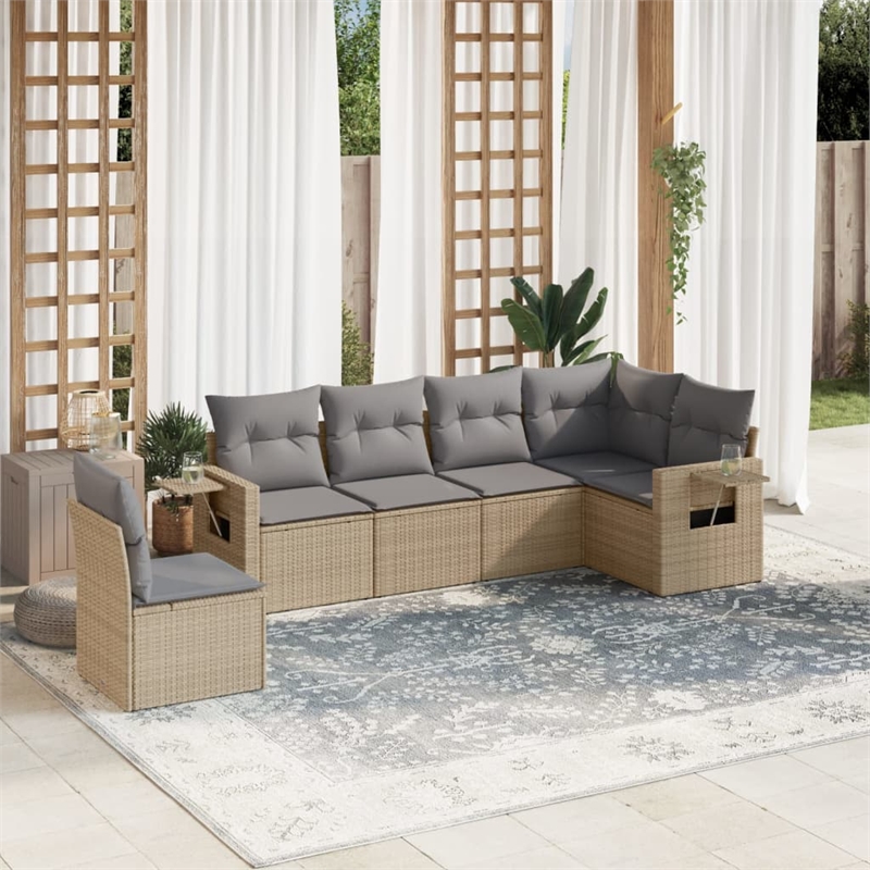 vidaXL 6 Piece Sofa Set in Gray/Beige