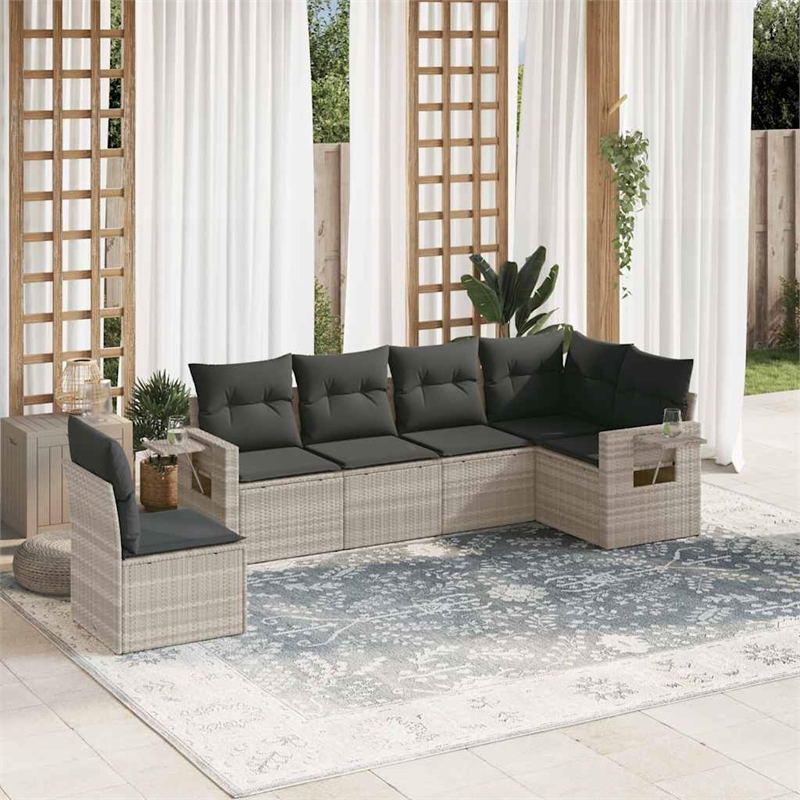 vidaXL Poly Rattan Sofa Set in Gray