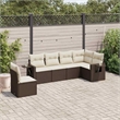 vidaXL 6 Piece Steel Sofa Set in White/Brown/Cream