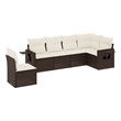 vidaXL 6 Piece Steel Sofa Set in White/Brown/Cream