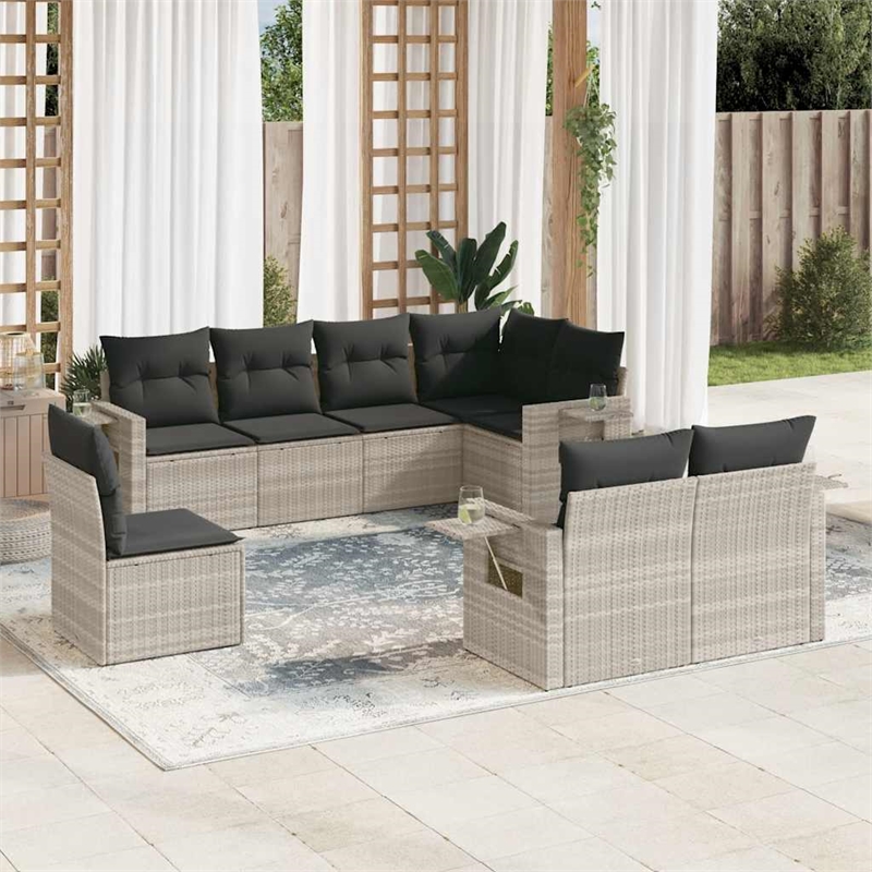 vidaXL Poly Rattan Sofa Set in Gray