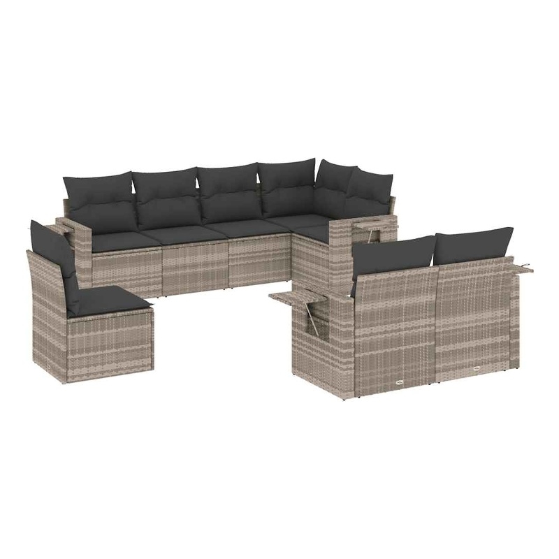 vidaXL Poly Rattan Sofa Set in Gray