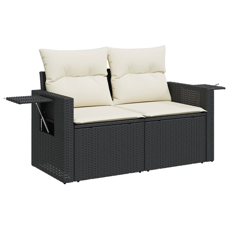 vidaXL 9 Piece Steel Sofa Set in Black/Cream