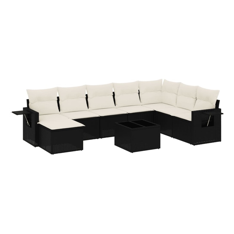 vidaXL 9 Piece Steel Sofa Set in Black/White/Cream