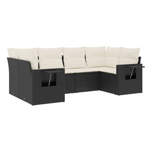 vidaXL 6 Piece Steel Sofa Set in Black/White/Cream