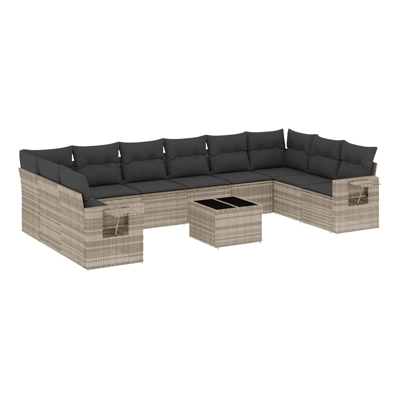 vidaXL 11 Piece Steel Large Sofa Set in Gray