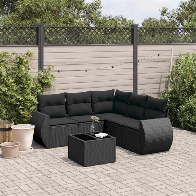 vidaXL 6 Piece Steel Sofa Set in Black