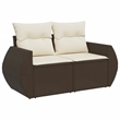 vidaXL 5 Piece Small Sofa Set in White/Brown/Cream