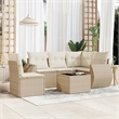 vidaXL Poly Rattan Sofa Set in Beige