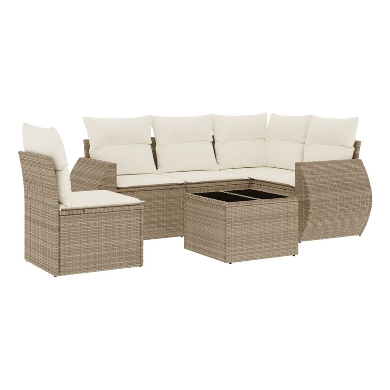 vidaXL Poly Rattan Sofa Set in Beige
