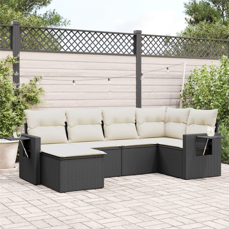 vidaXL 6 Piece Sofa Set in Black/White/Cream