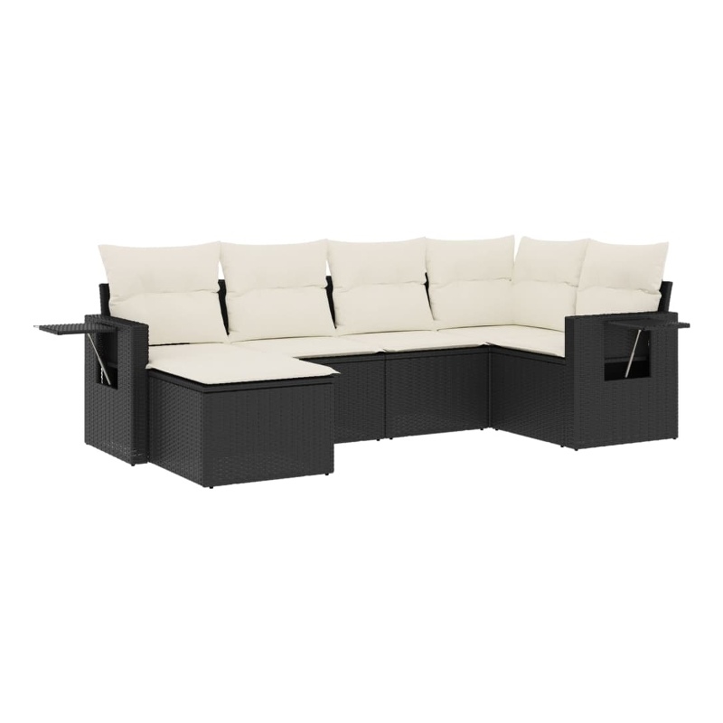 vidaXL 6 Piece Sofa Set in Black/White/Cream