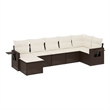 vidaXL 7 Piece Sofa Set in White/Brown/Cream