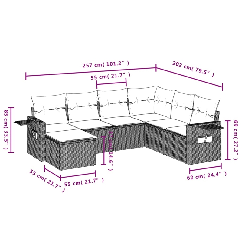 vidaXL 7 Piece Sofa Set in White/Brown/Cream
