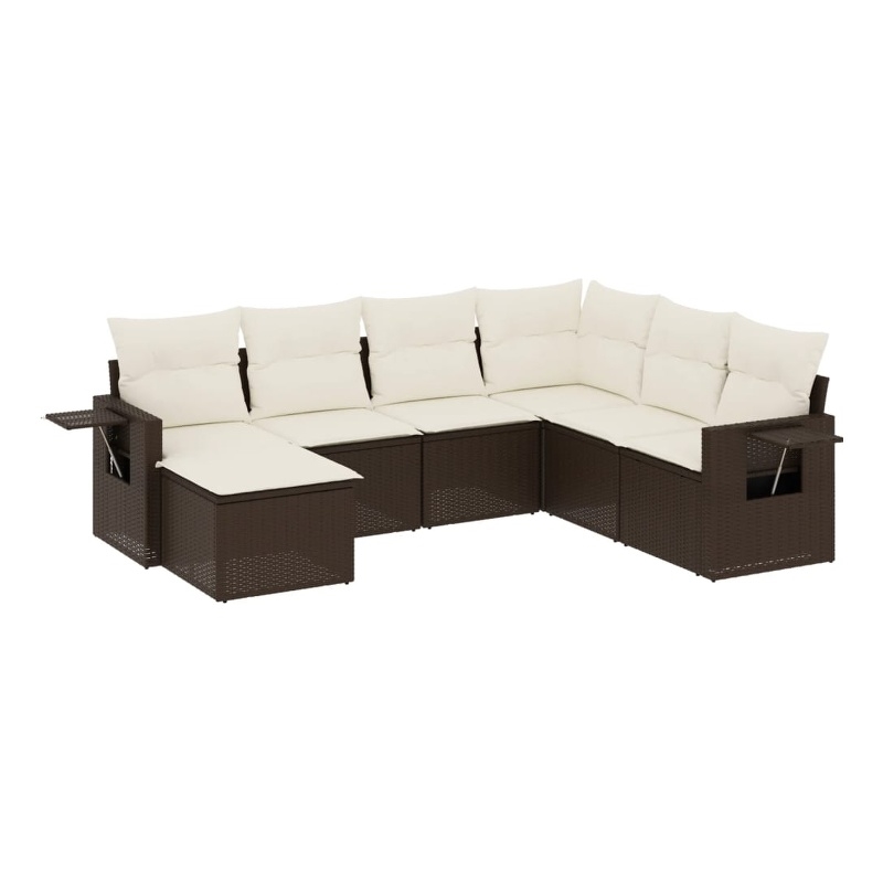 vidaXL 7 Piece Sofa Set in White/Brown/Cream