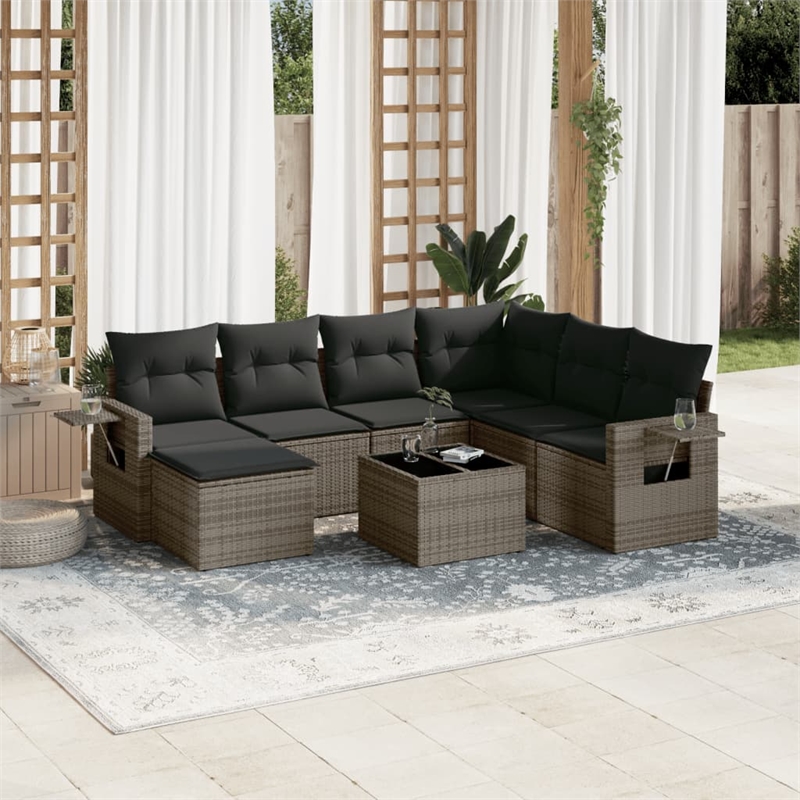 vidaXL Poly Rattan Sofa Set in Gray