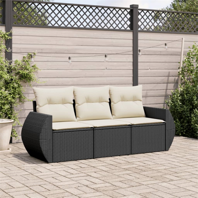 vidaXL 3 Piece Sofa Set in Black/White/Cream