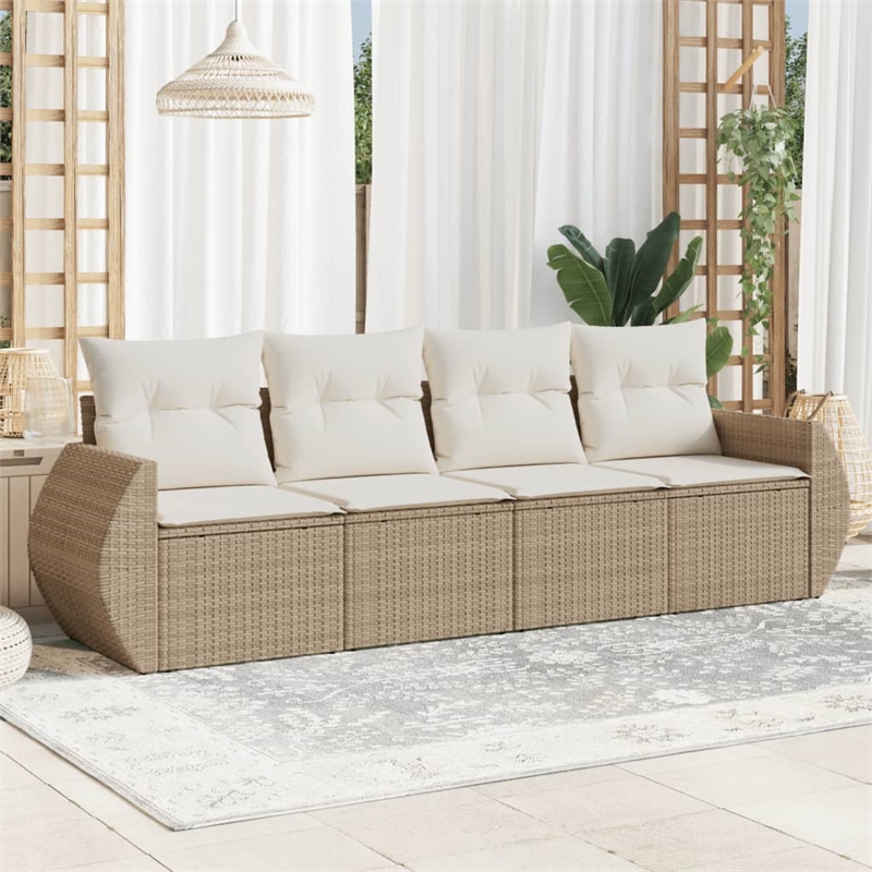 vidaXL 4 Piece Sofa Set in White/Cream/Beige