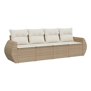 vidaXL 4 Piece Sofa Set in White/Cream/Beige