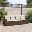 vidaXL Poly Rattan Sofa Set in White/Brown/Cream