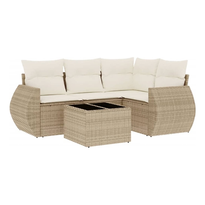 vidaXL 5 Piece Sofa Set in White/Cream/Beige