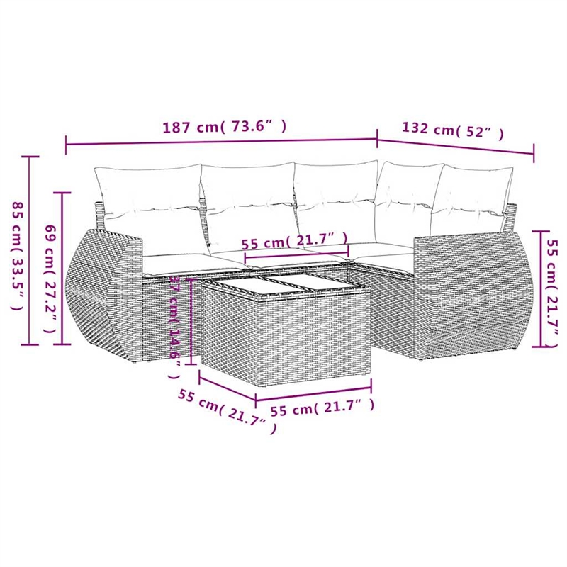 vidaXL 5 Piece Sofa Set in Gray/Anthracite