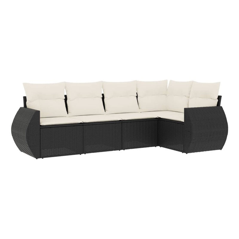 vidaXL 5 Piece Sofa Set in Black/Cream