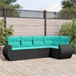 vidaXL Steel Patio Sofa Set in Black/Blue