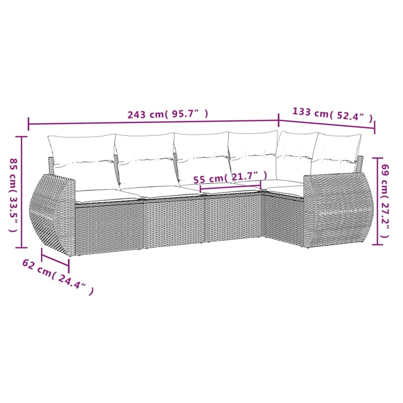 vidaXL Steel Patio Sofa Set in Black/Blue