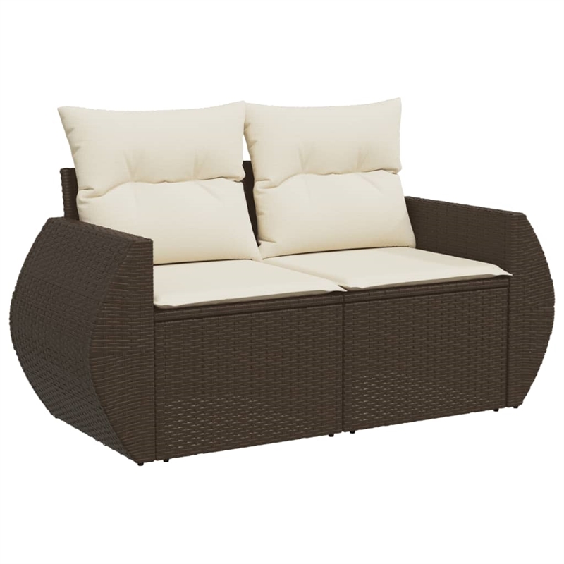 vidaXL 5 Piece Sofa Set in White/Brown/Cream