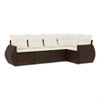 vidaXL 5 Piece Sofa Set in White/Brown/Cream
