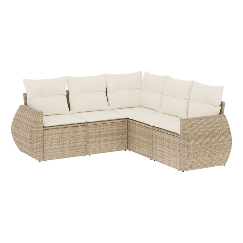 vidaXL 5 Piece Steel Sofa Set in White/Cream/Beige
