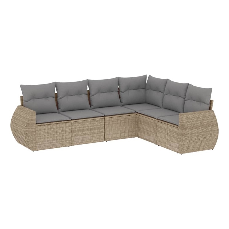 vidaXL 6 Piece Steel Sofa Set in Gray/Beige