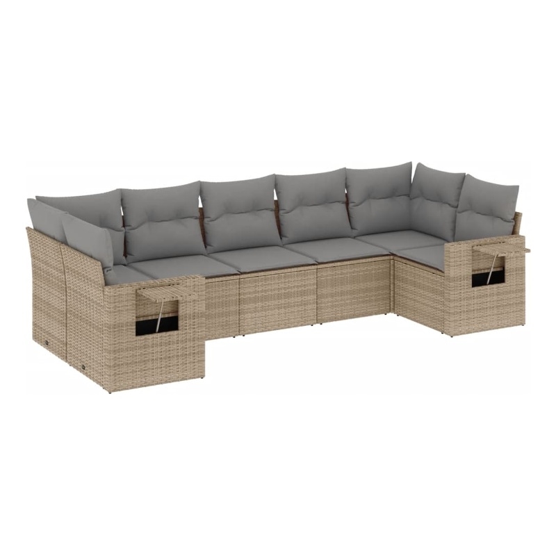 vidaXL 7 Piece Steel Standard Sofa Set in Beige