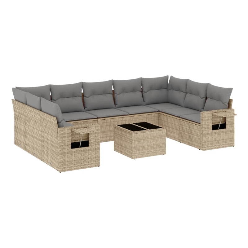vidaXL 10 Piece Steel Sofa Set in Gray/Beige