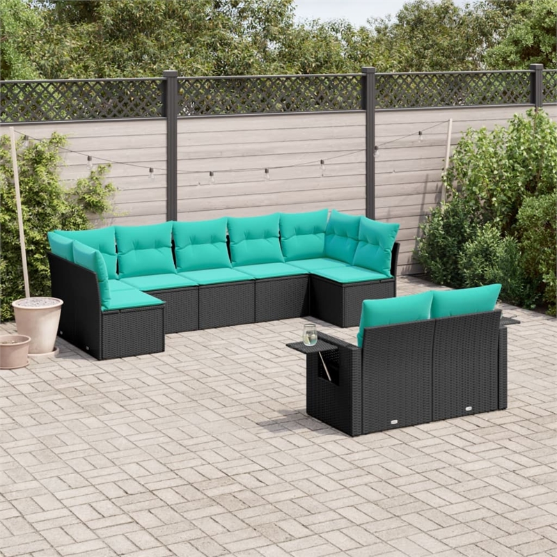vidaXL 9 Piece Steel Patio Sofa Set in Black