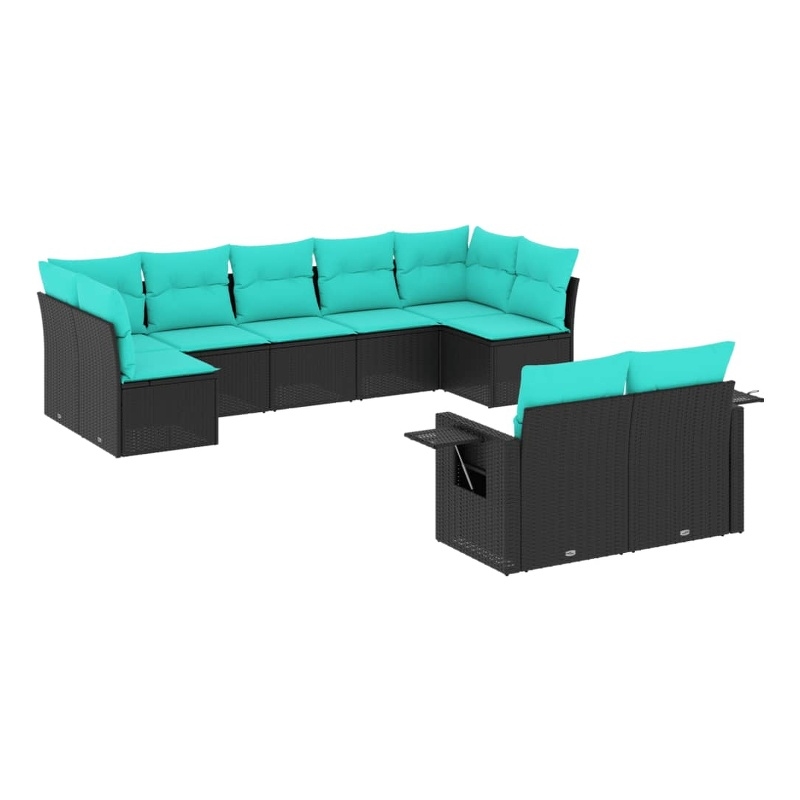 vidaXL 9 Piece Steel Patio Sofa Set in Black