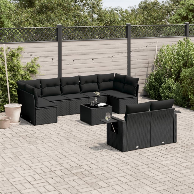 vidaXL 10 Piece Steel Sofa Set in Black