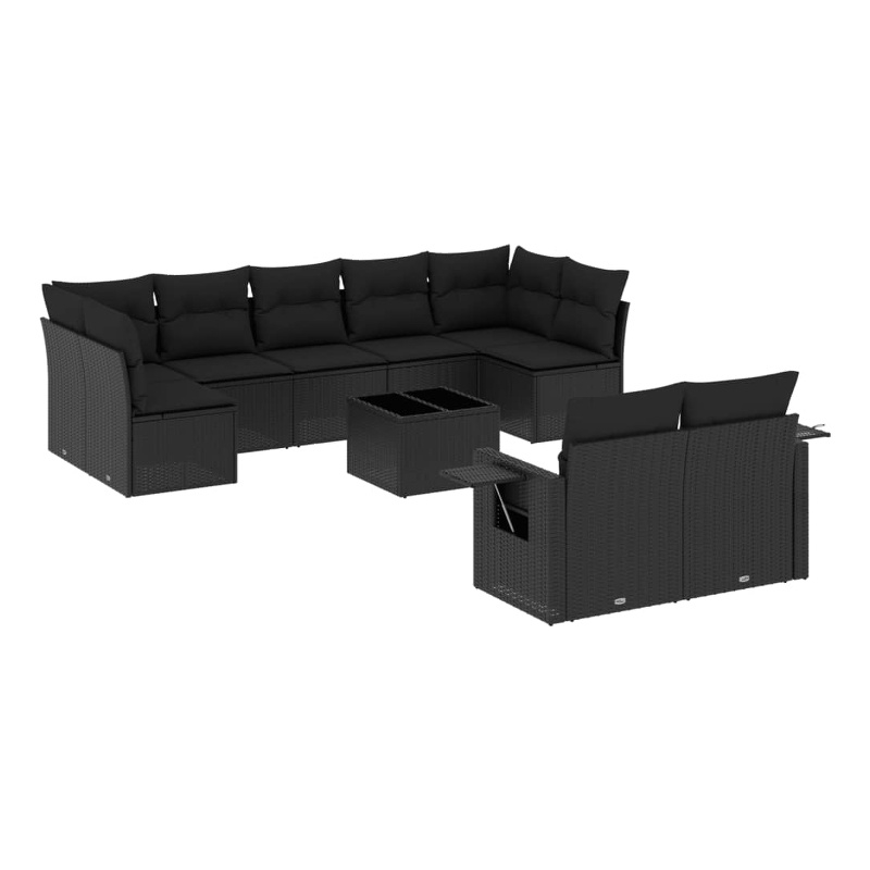vidaXL 10 Piece Steel Sofa Set in Black