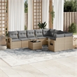 vidaXL 10 Piece Steel Sofa Set in Gray/Beige