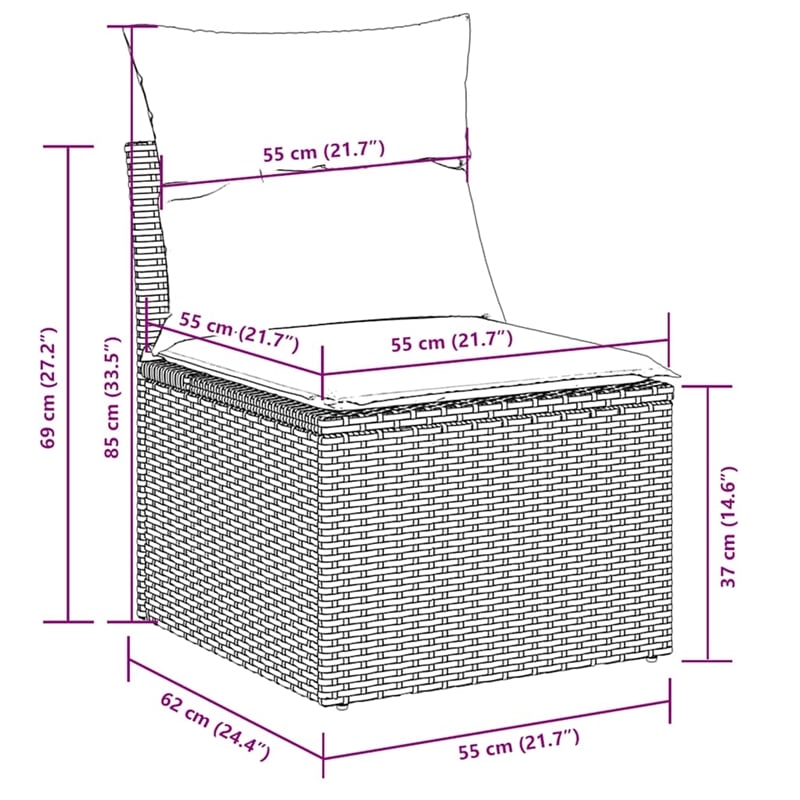 vidaXL Poly Rattan Sofa Set in Gray/Anthracite