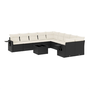 vidaXL 11 Piece Poly Rattan Sofa Set in Black