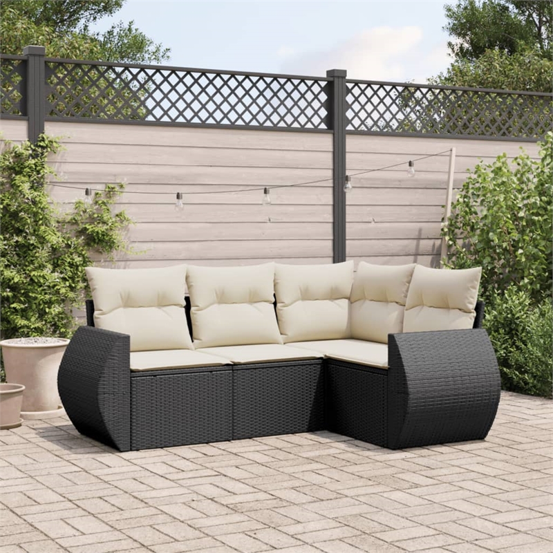 vidaXL 4 Piece Steel Medium Sofa Set in Black