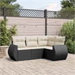 vidaXL 4 Piece Steel Medium Sofa Set in Black