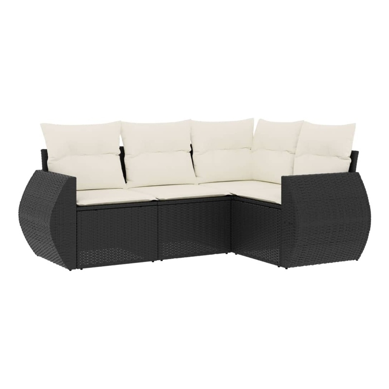 vidaXL 4 Piece Steel Medium Sofa Set in Black