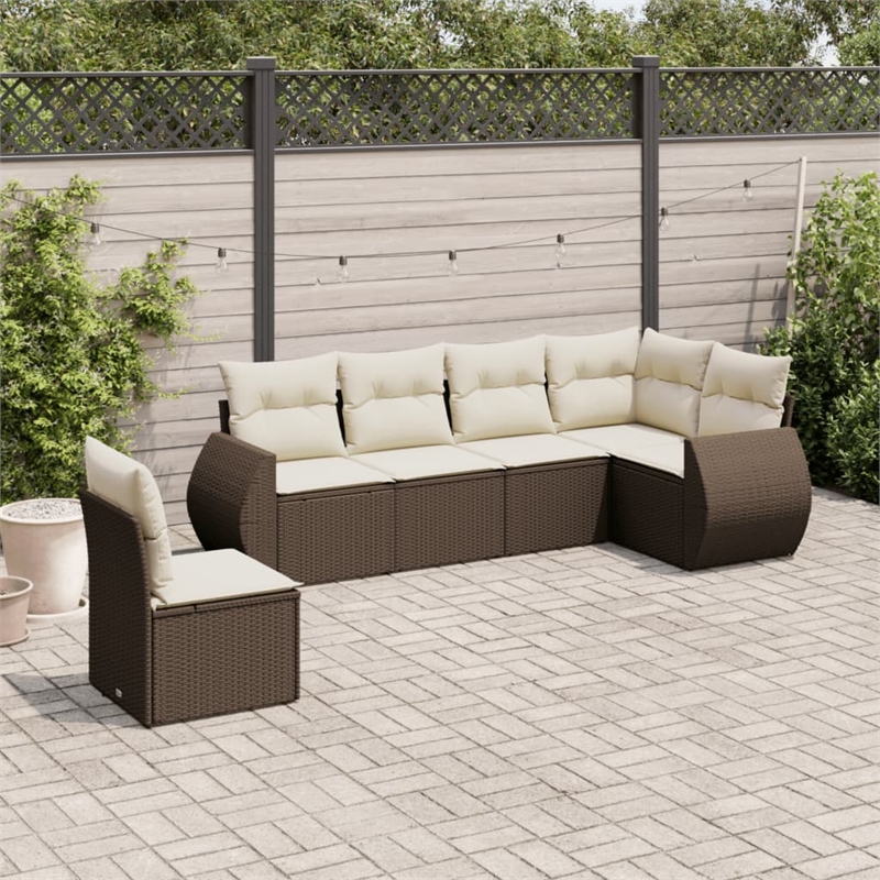 vidaXL 6 Piece Steel Small Sofa Set in Brown