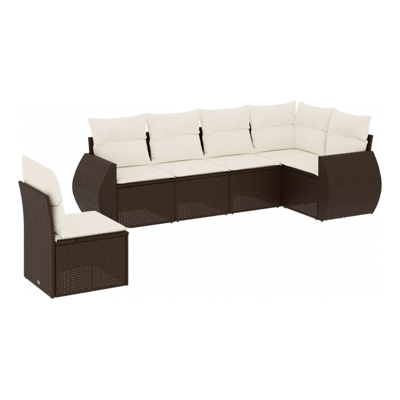 vidaXL 6 Piece Steel Small Sofa Set in Brown