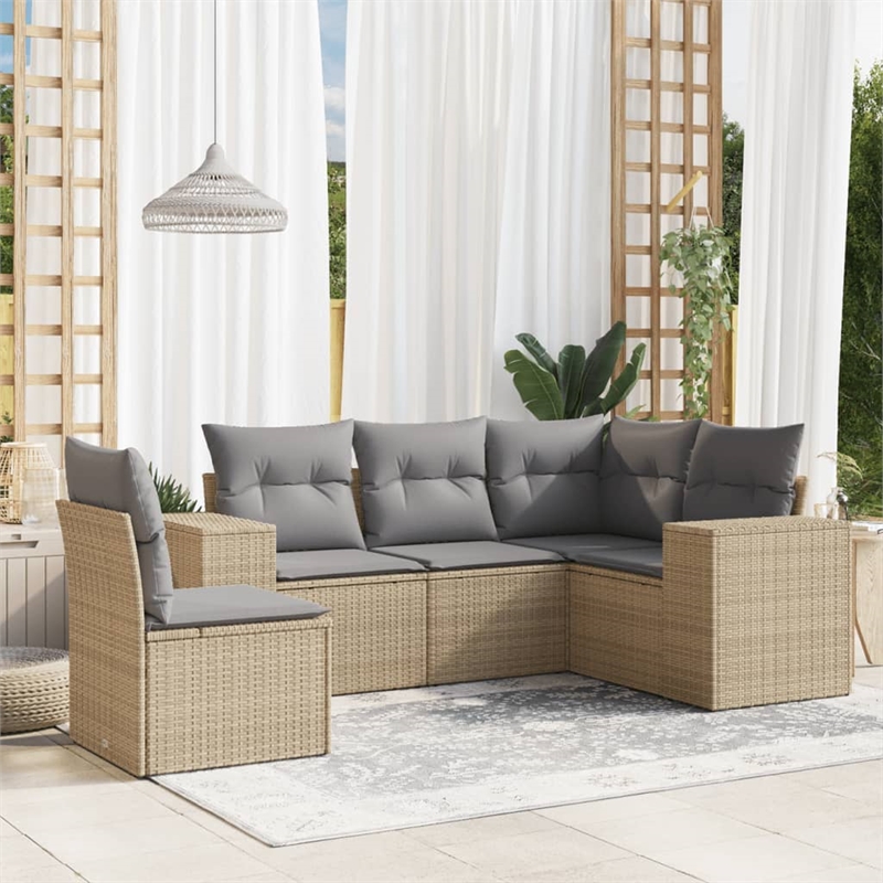 vidaXL 5 Piece Steel Sofa Set in Gray/Beige