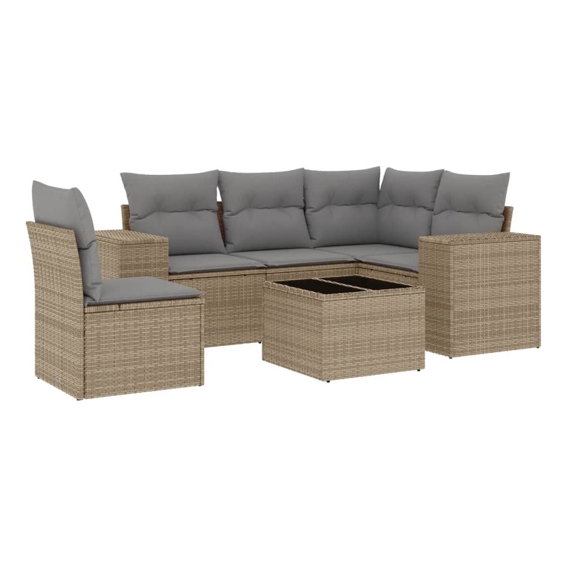vidaXL 6 Piece Steel Sofa Set in Gray/Beige