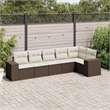 vidaXL 6 Piece Steel Sofa Set in White/Brown/Cream